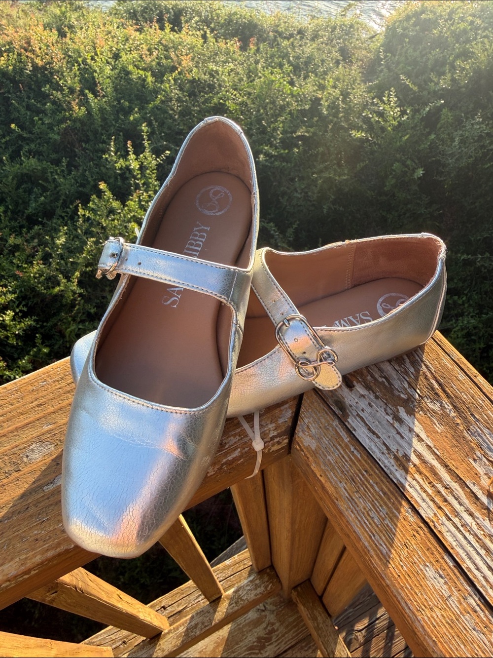 Sam & Libby Metallic Silver Womens' Mary Jane Flats